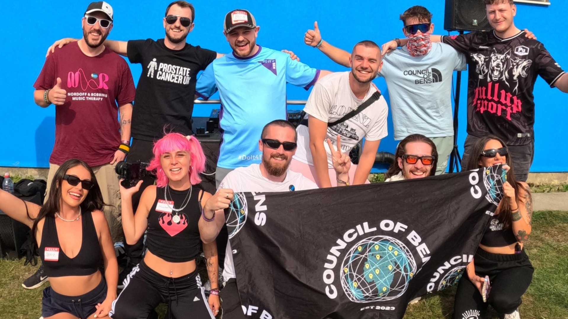 Skydivers falling — the It's Raining Ben charity skydive at Skydive Langar