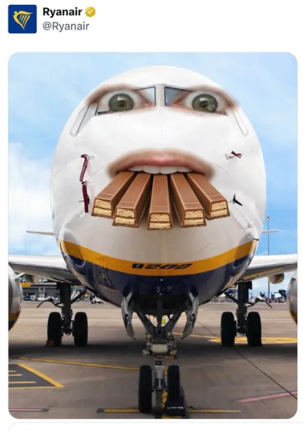 Ryanair social media response joining the KitKat theft brand conversation on Twitter/X, March 2026
